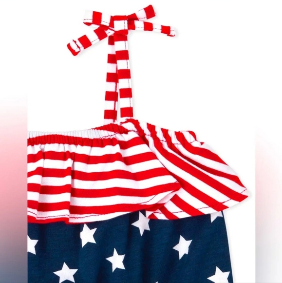 🎉 Baby Girls Americana Stars Romper - White - 3-6 Months - The Children's Place - Picture 2 of 5